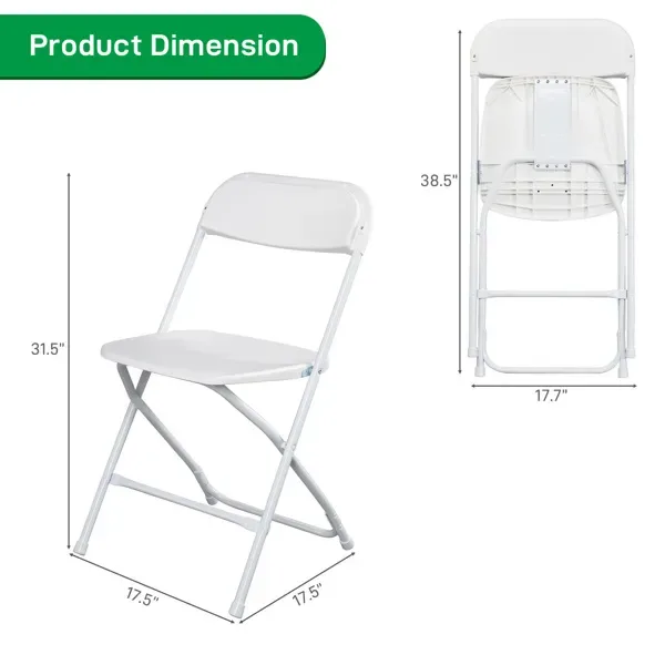 [Replace D0102HGSL87] 10pcs Injection Molding Classic Garden Plastic Folding Chair White view 3