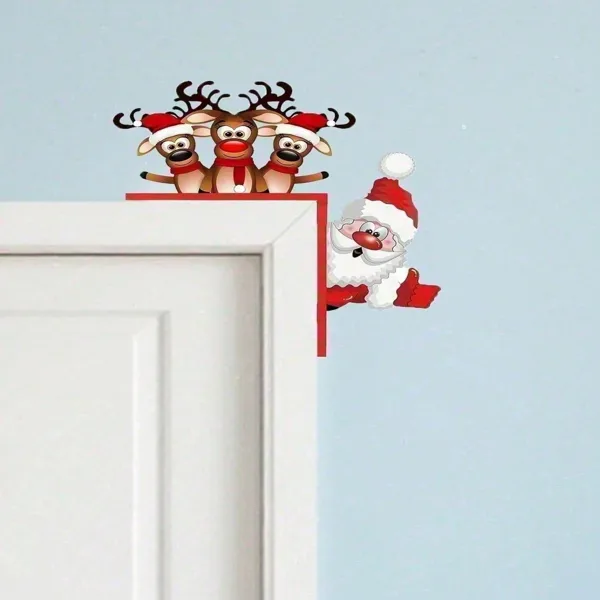 CIFbuy Waterproof Reindeer Christmas Door Decor Outdoor Indoor Holiday Home Decoration(Tik Tok, Temu Pick-up Service) view 2