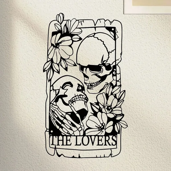 CIFbuy Gothic Aluminum Skeleton Lovers Tarot Wall Art Dark Themed Home Decor Holiday Gift(Tik Tok, Temu Pick-up Service) view 2