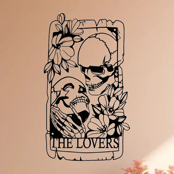 CIFbuy Gothic Aluminum Skeleton Lovers Tarot Wall Art Dark Themed Home Decor Holiday Gift(Tik Tok, Temu Pick-up Service) view 3