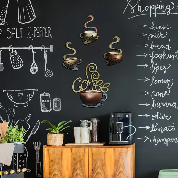 CIFbuy Metal Coffee Cup Wall Decor Retro Kitchen Coffee Bar Decorations (Tik Tok, Temu Pick-up Service) view 3