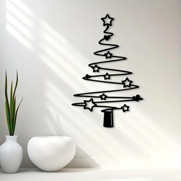CIFbuy Minimalist Metal Christmas Tree Decoration Holiday Wall Art Aluminum Gift (Tik Tok, Temu Pick-up Service) view 2