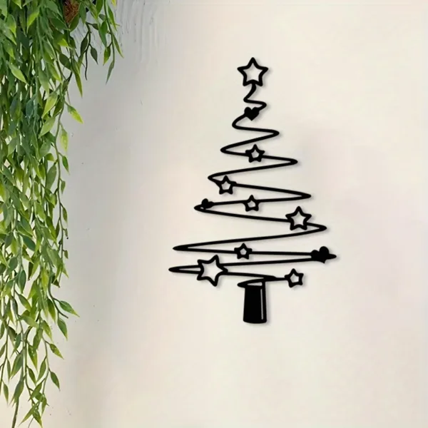CIFbuy Minimalist Metal Christmas Tree Decoration Holiday Wall Art Aluminum Gift (Tik Tok, Temu Pick-up Service) view 3