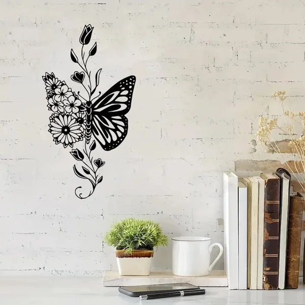 CIFbuy Aluminum Butterfly Floral Silhouette Wall Art Natural Farmhouse Home Decor Gift TikTok, Temu Pick-up Service