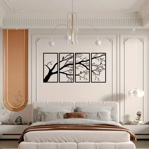 CIFbuy Modern Aluminum Dead Branch And Flying Bird Four-Piece Wall Art Minimalist Nature Theme Home Decor Holiday Gift(Tik Tok, Temu Pick-up view 4