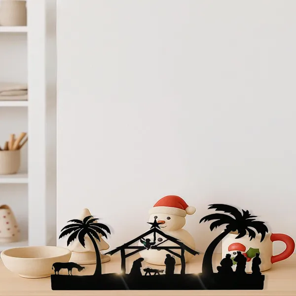 CIFbuy Vintage Rustic Iron Nativity Candleholder Set Christmas Table Centerpiece(Tik Tok, Temu Pick-up Service) view 3