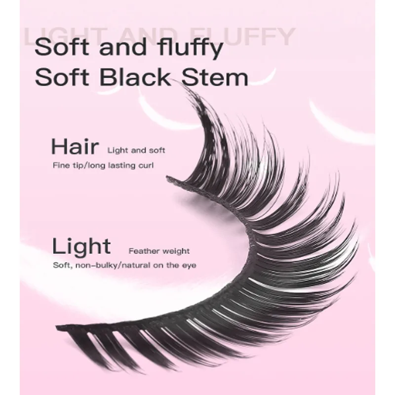 15Pairs Cat Eye Eyelashes 3D Natural False Lashes Fluffy Soft Cross Clear Band Lashes Manga Lashes Wispy Eyelash Makeup view 3