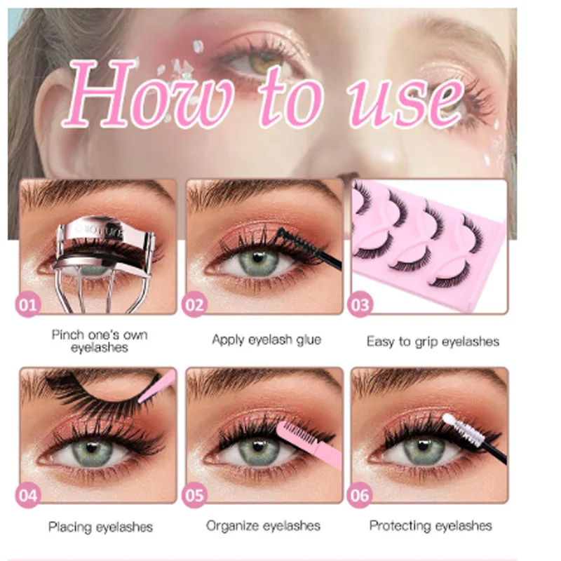 15Pairs Cat Eye Eyelashes 3D Natural False Lashes Fluffy Soft Cross Clear Band Lashes Manga Lashes Wispy Eyelash Makeup view 4
