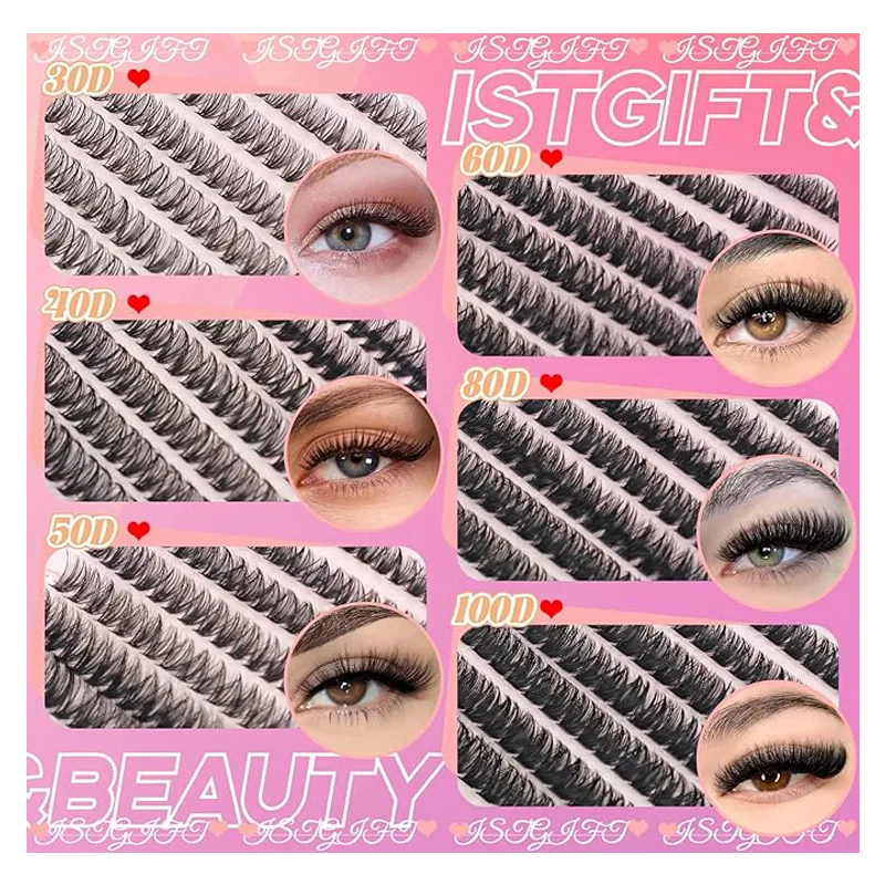 4PCS Hotmelt DIY Self-grafting Large Capacity 640 Single-cluster Thick European And American False Eyelash Book Set view 4