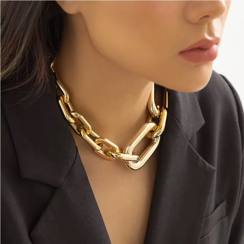 Necklaces For Women, Gold Chain Necklace Chunky,Necklace Link Chain Choker Vintage Heavy Metal Thick Chain view 4