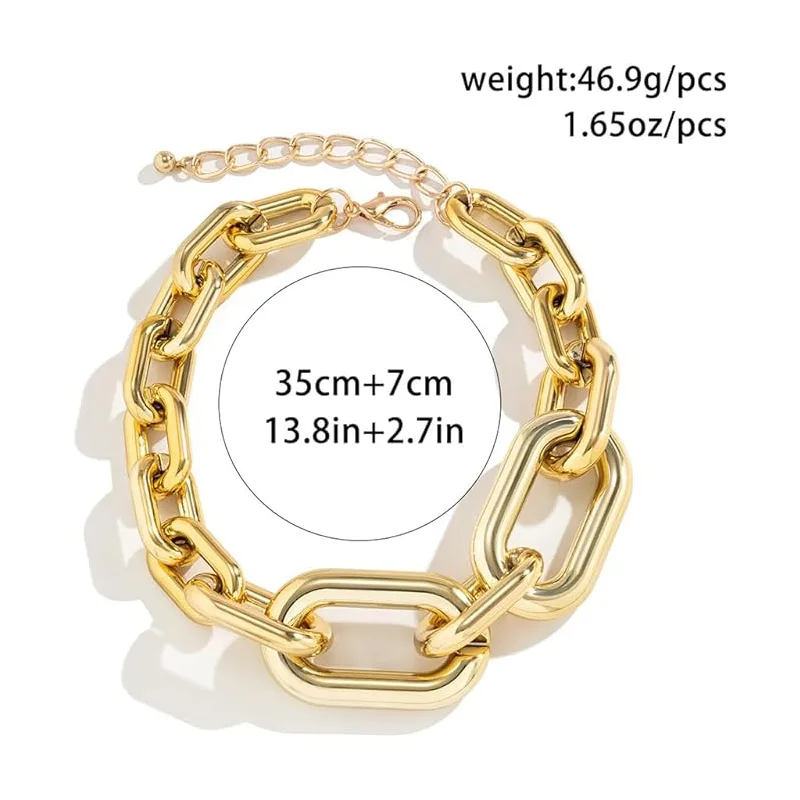 Necklaces For Women, Gold Chain Necklace Chunky,Necklace Link Chain Choker Vintage Heavy Metal Thick Chain view 2