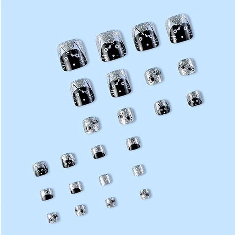 24PCS Press On Nails Fake ToeNails,Stick On Nails,Artificial Fake Toe Nail Set view 4