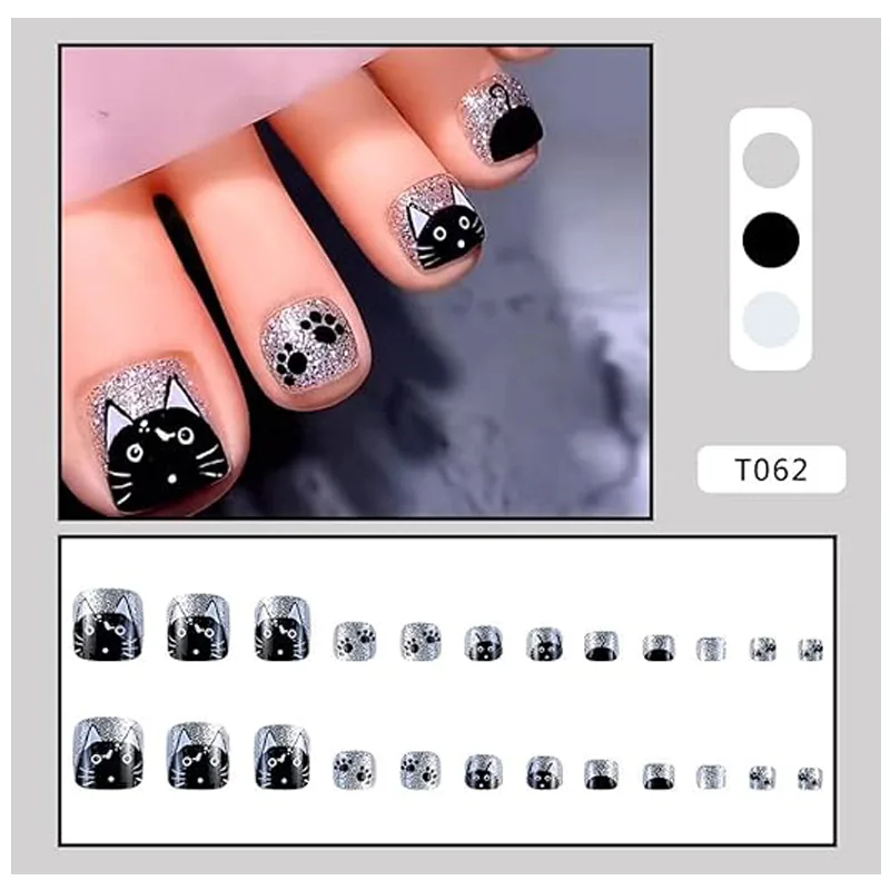 24PCS Press On Nails Fake ToeNails,Stick On Nails,Artificial Fake Toe Nail Set view 3