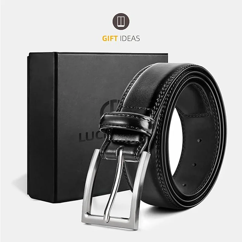 Black 100cm Womens Genuine Leather Dress Belt Classic Casual Belt With Single Prong Buckle For Jeans Pants Work And Business view 2
