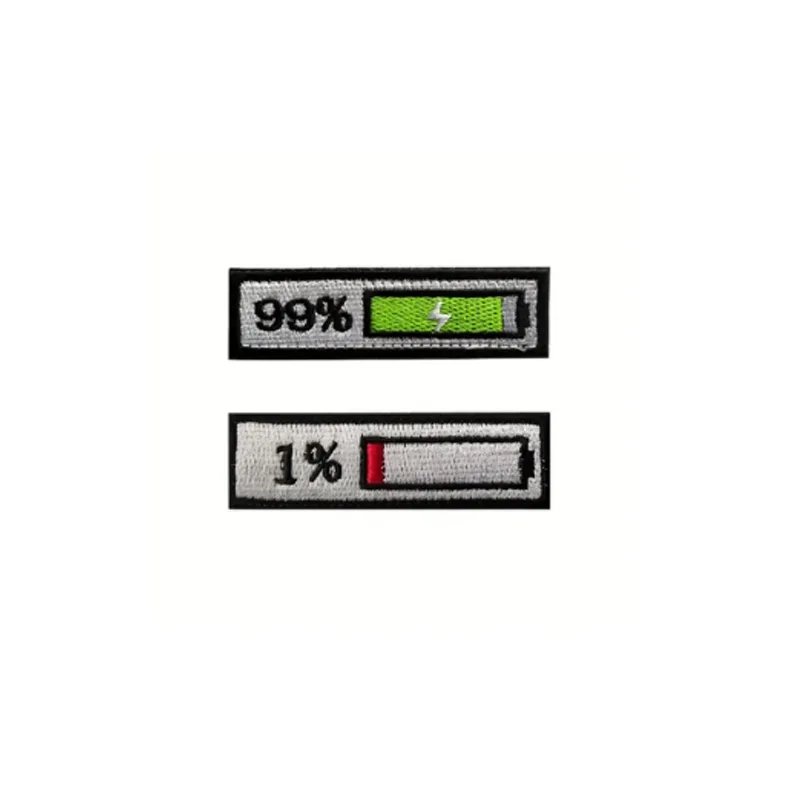 4PCS Percent Full Empty Power Morale Patch,Funny Battery Percentage 99 And 1
