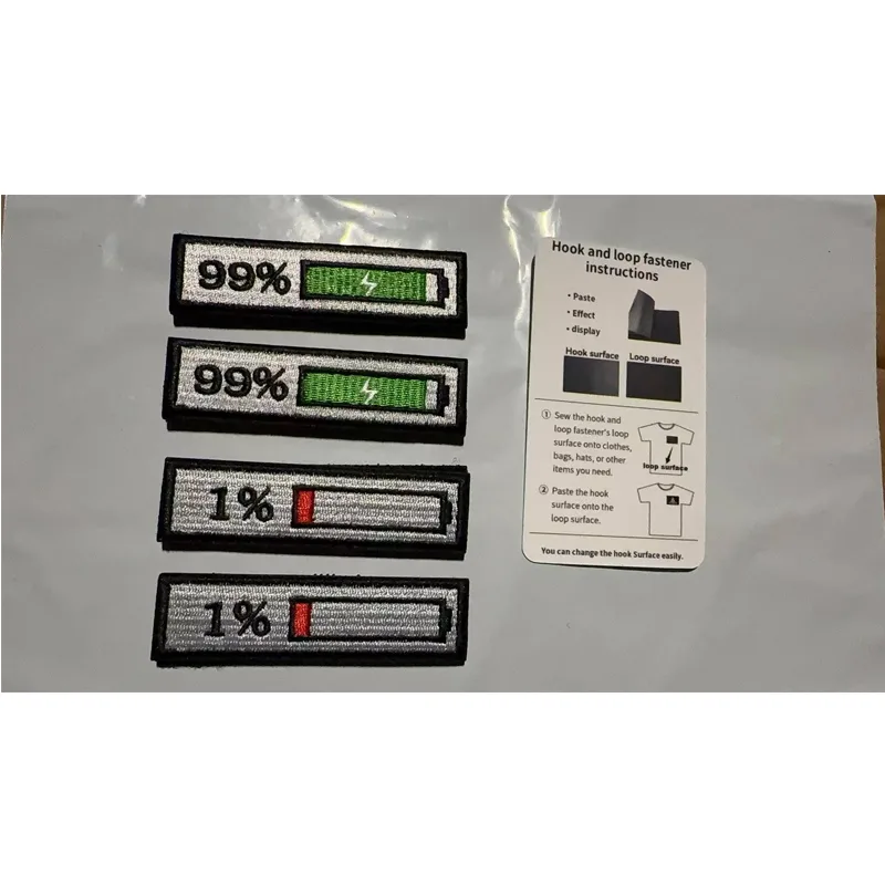 4PCS Percent Full Empty Power Morale Patch,Funny Battery Percentage 99 And 1 view 4