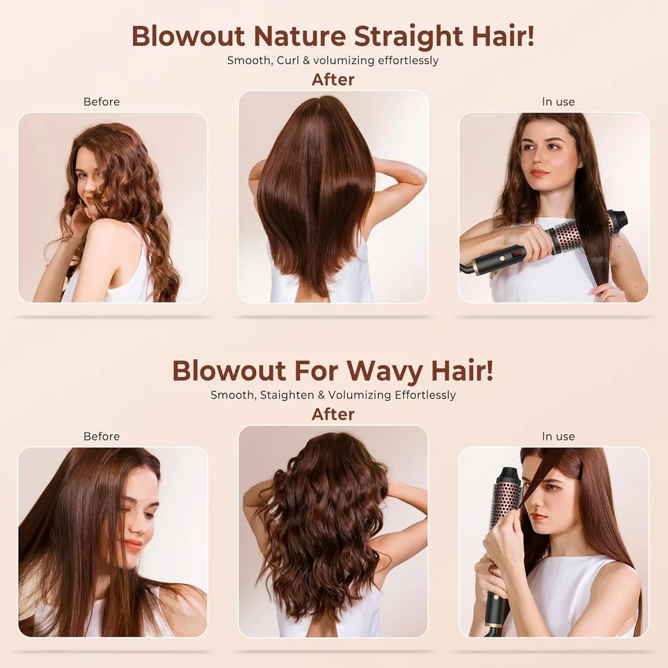 Thermal Brush 1.5 Inch Curling Iron Volumizing Brush Heated Round Brush Ceramic Tourmaline Ionic Curling Comb Dual Voltage Travel Curling Iron With, LCD Display, 10 Temperature Settings view 2