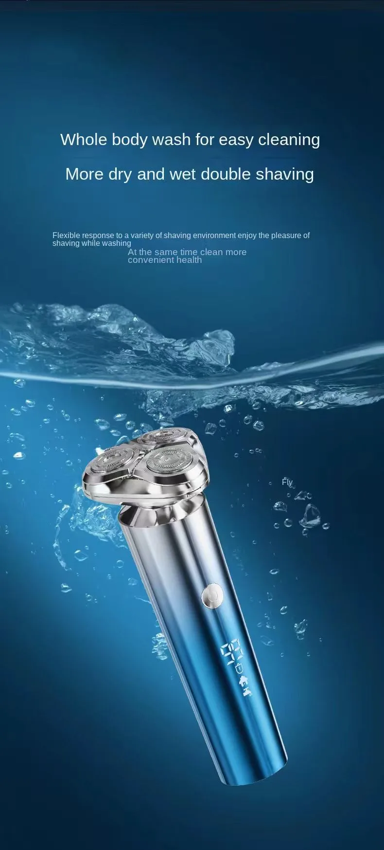 Men's Electric Shaver Triple Head Razor Travel Portable Washable view 2