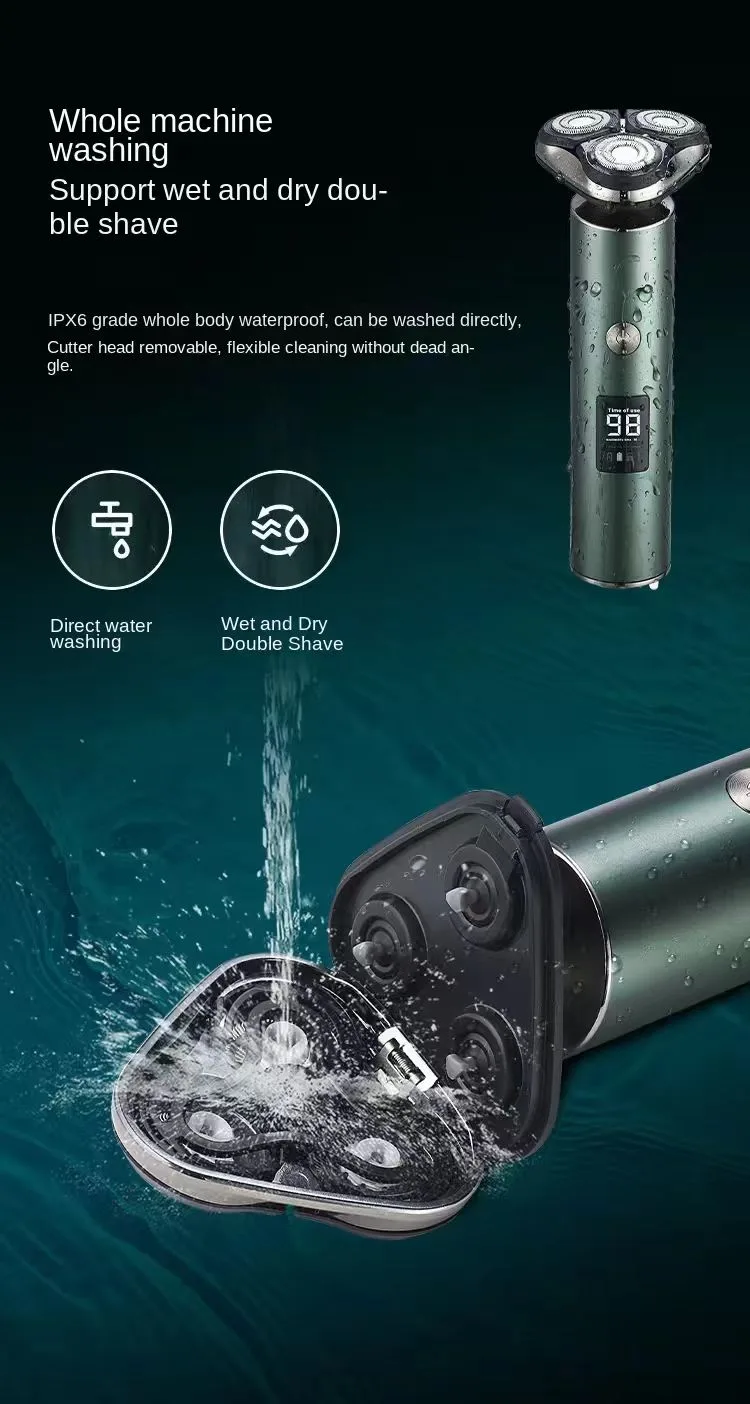 Men's Electric Shaver Triple Head Razor Travel Portable Washable view 4