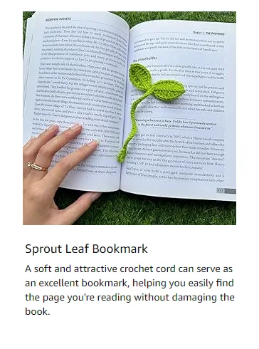 Cute Knitted Crochet Leaf Sprout,Lucky Handmade Multi-Functional Crochet Accessories, Ideal Bookmark For Bookworms, Funny Unique Headphone Cable Tie Gifts Accessory And Cable Tie view 2