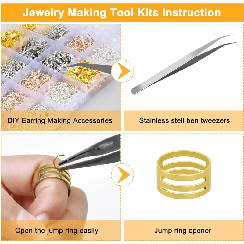 15 Grid Gold And Silver Set Lobster Buckle Nine Character Needle Single Circle Flower Tray Extended Chain DIY Homemade view 3