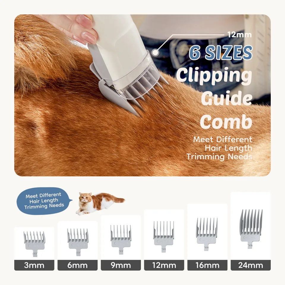 Professional Dog Grooming Clippers With 2.5L Cup, 3 Suction Modes, Cordless Clippers, 5 Groomer Tools, Low Noise Pet Hair Trimmer For view 2