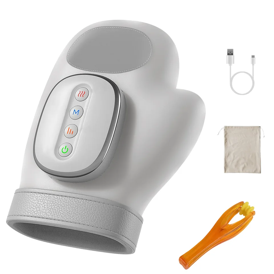 1Pc Hand Massager With Heat Compression Cordless Hand Massager For Arthritis Carpal Tunnel With 3 Modes 3 Heat Levels 5 Intensity Levels Disposable Gloves Finger Massager Carry Bag