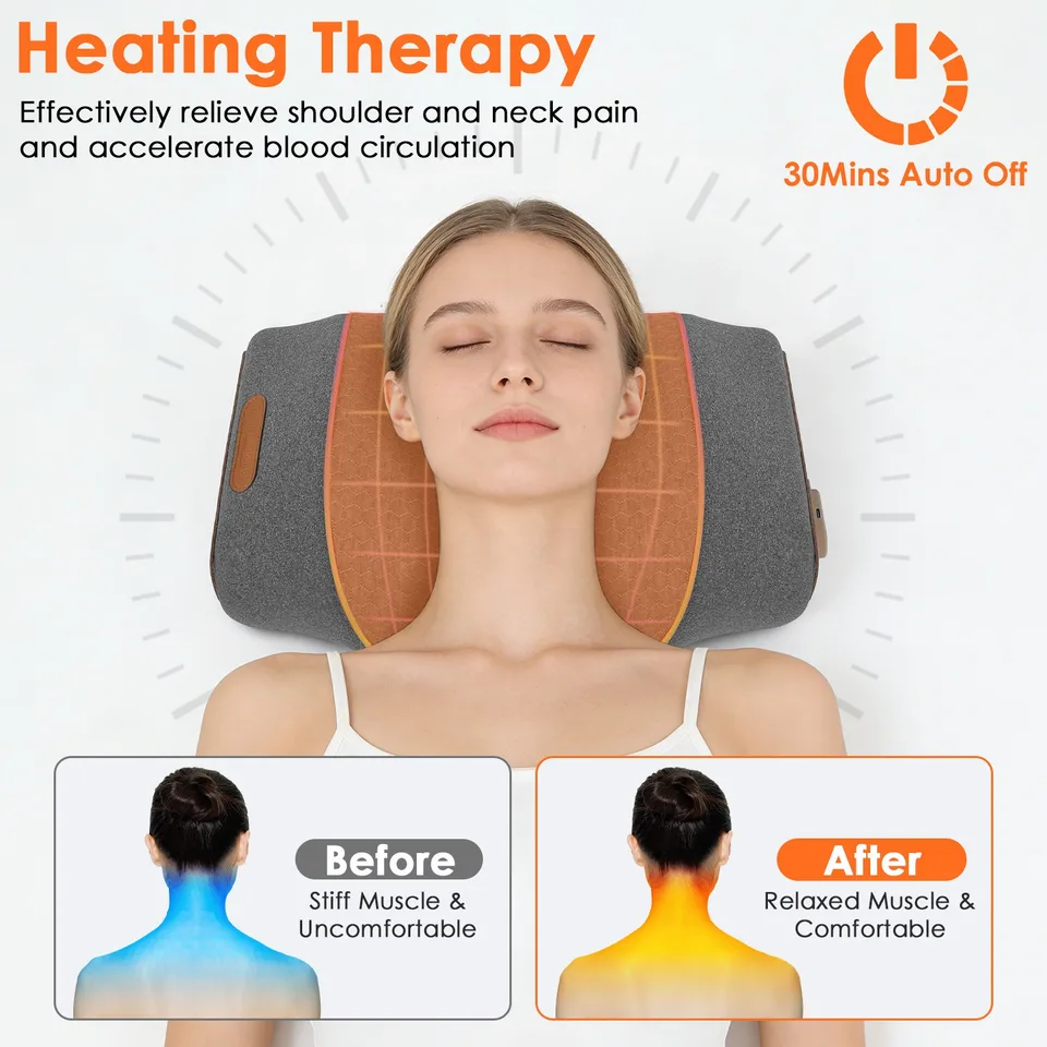 3-in-1 Neck Massager Pillow Ergonomic Massager With Heating Vibration Air Compression 30 Min Timer For Neck Back Shoulder Pain Relief view 4