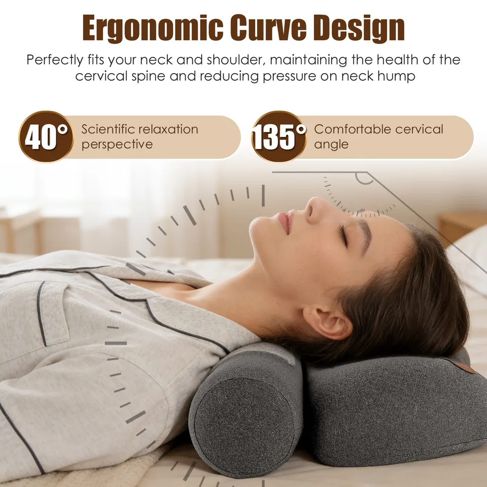 USB Heated Neck Pillow Zero Pressure Memory Foam Cervical Neck Pillow Heated Bed Pillow With Eye Mask Adapter For Pain Relief view 3