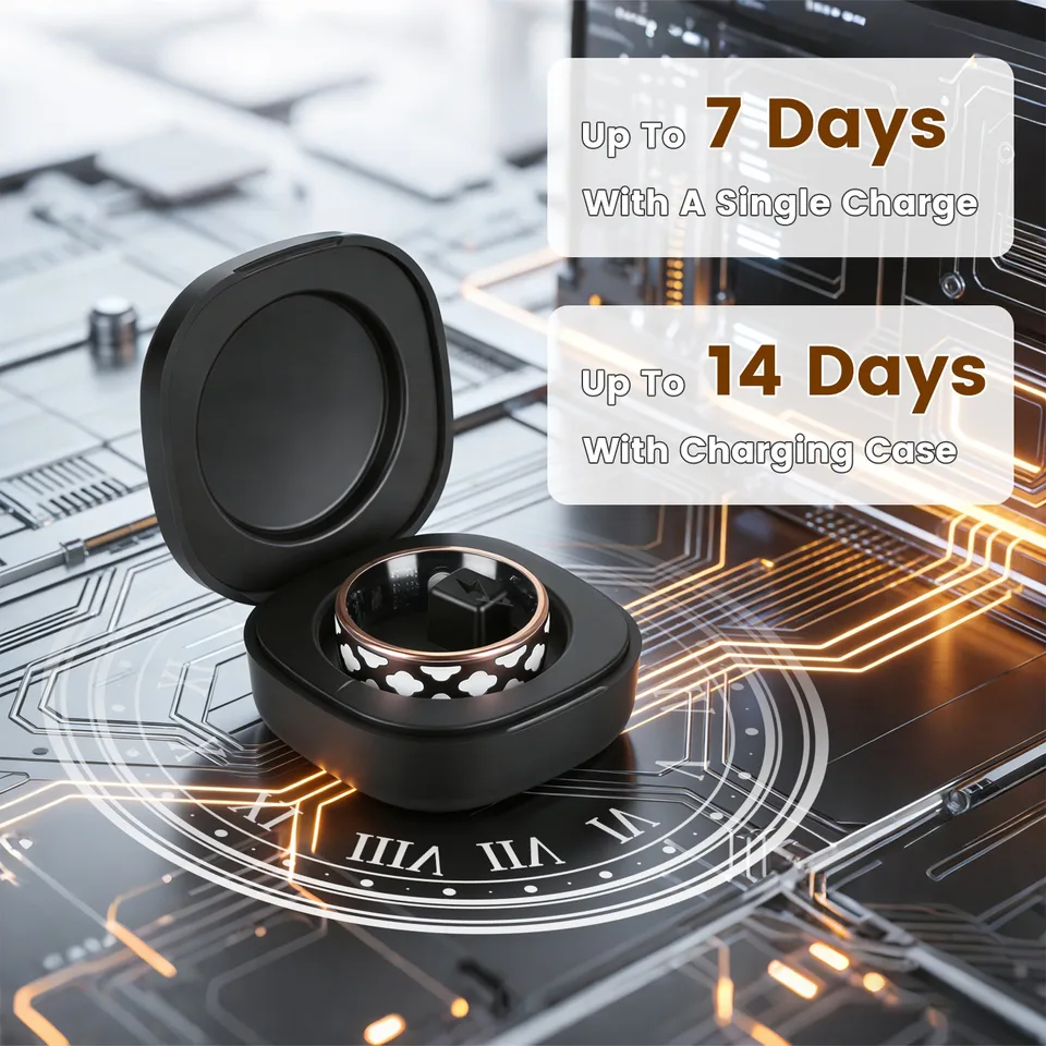 Smart Ring Health Tracker Fitness Sleep Stress HRV Tracker With Charging Case Magnetic Charging Cable For Women & Men Compatible With IOS & Android 7-Day Battery Life Size 7 Size 8 Size9 Size10 view 3