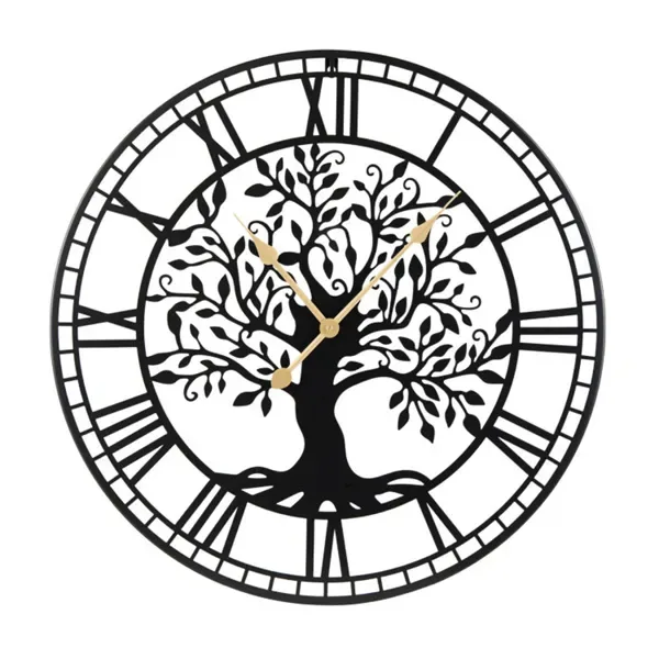 Black Tree Of Life Decorative Wall Clock, 27' Non-Ticking Quartz Movement Easy To Read view 3