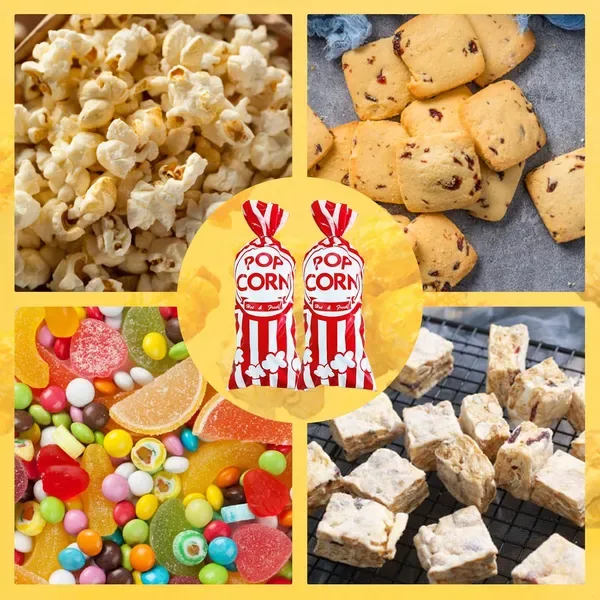 300 Pcs Plastic Popcorn Bags With Twist Ties Pop Corn Party Sleeves Snack Containers Nostalgia Gift Packs Circus Carnival Party Goodie Candy Bags Red White Stripe Popcorn Container view 4