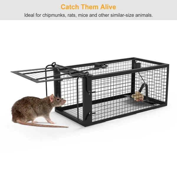 1 Pc Rat Trap Cage Humane Live Rodent Trap Cage Galvanized Iron Mice Mouse Control Bait Catch With Detachable U Shaped Rod view 4