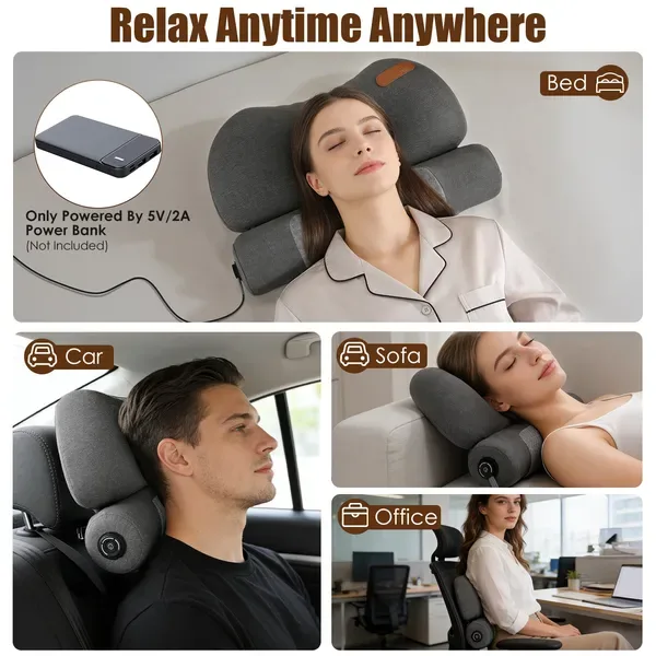 USB Heated Neck Pillow Zero Pressure Memory Foam Cervical Neck Pillow Heated Bed Pillow With Eye Mask Adapter For Pain Relief view 3