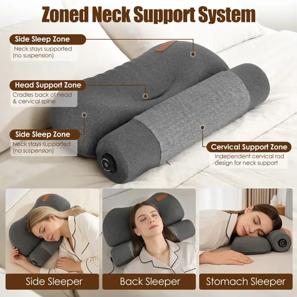 USB Heated Neck Pillow Zero Pressure Memory Foam Cervical Neck Pillow Heated Bed Pillow With Eye Mask Adapter For Pain Relief view 4