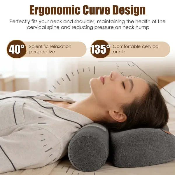 USB Heated Neck Pillow Zero Pressure Memory Foam Cervical Neck Pillow Heated Bed Pillow With Eye Mask Adapter For Pain Relief view 2