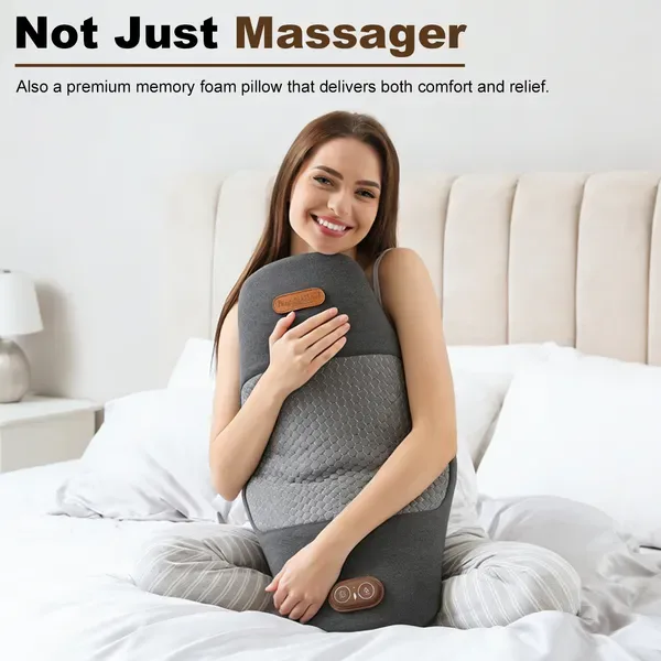 2 In 1 Electric Lumbar Massager Support Pillow Memory Foam Lower Back Massager With Heat Vibration Adapter For Pain Relief view 2