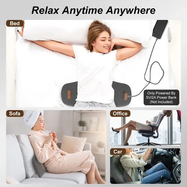 2 In 1 Electric Lumbar Massager Support Pillow Memory Foam Lower Back Massager With Heat Vibration Adapter For Pain Relief view 3