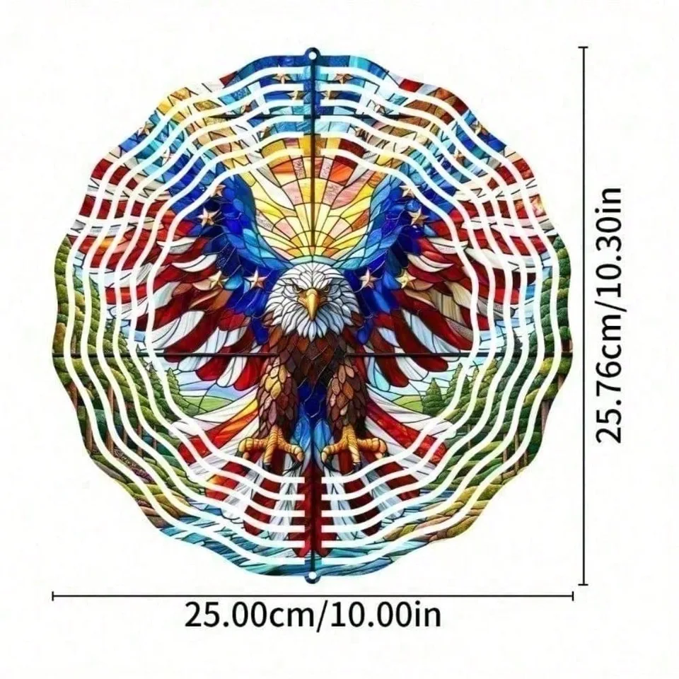 3D American Flag Wind Spinner - Patriotic Eagle Spinner view 3