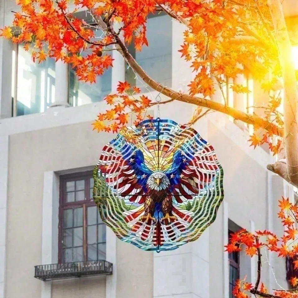 3D American Flag Wind Spinner - Patriotic Eagle Spinner view 4