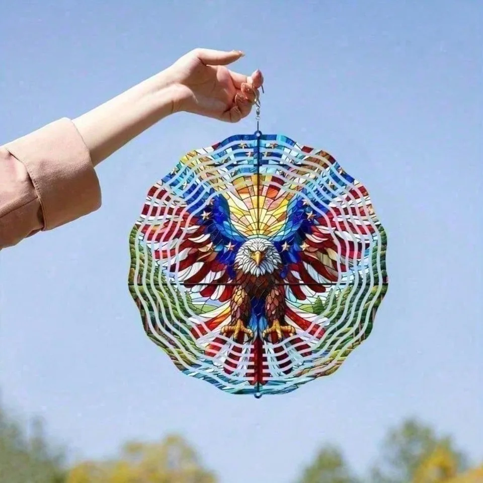 3D American Flag Wind Spinner - Patriotic Eagle Spinner view 7