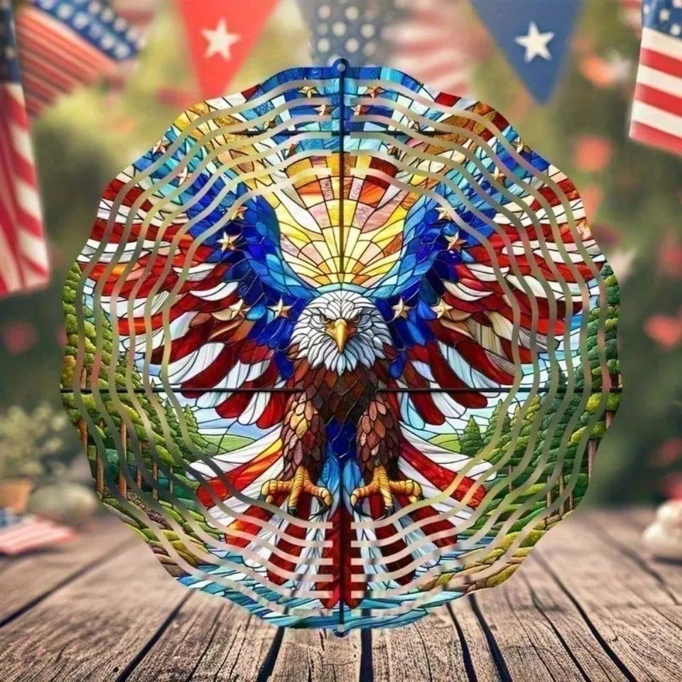 3D American Flag Wind Spinner - Patriotic Eagle Spinner view 9