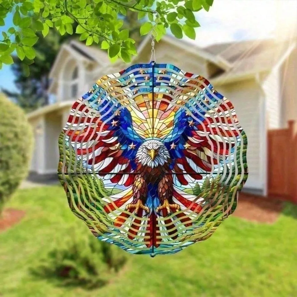3D American Flag Wind Spinner - Patriotic Eagle Spinner view 5