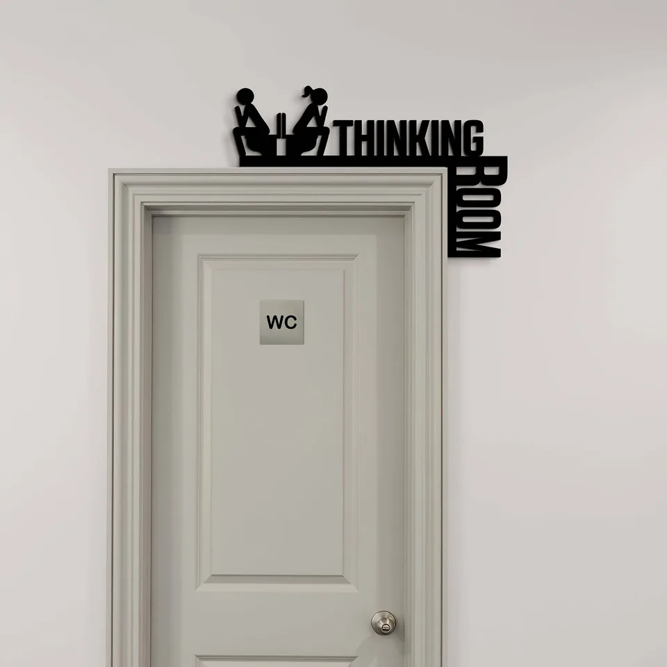 Room For Thinking Funny Bathroom Sign - Humorous Metal Toilet Door Decor view 6