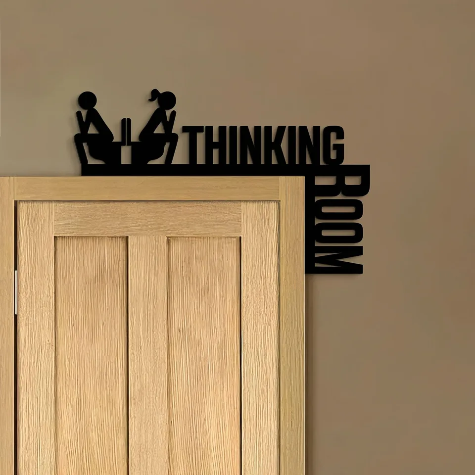 Room For Thinking Funny Bathroom Sign - Humorous Metal Toilet Door Decor view 5