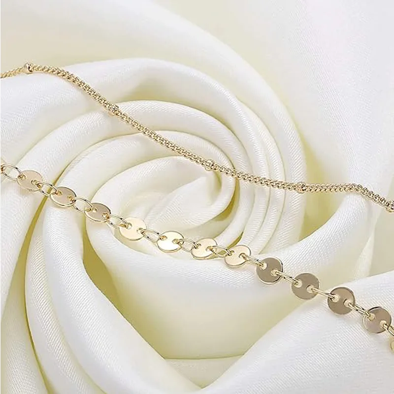Dainty Gold Bracelets For Women, 14K Gold Filled Adjustable Layered Bracelet Cute Oval Chain  Bar Gold Bracelets For Women Jewelry view 4