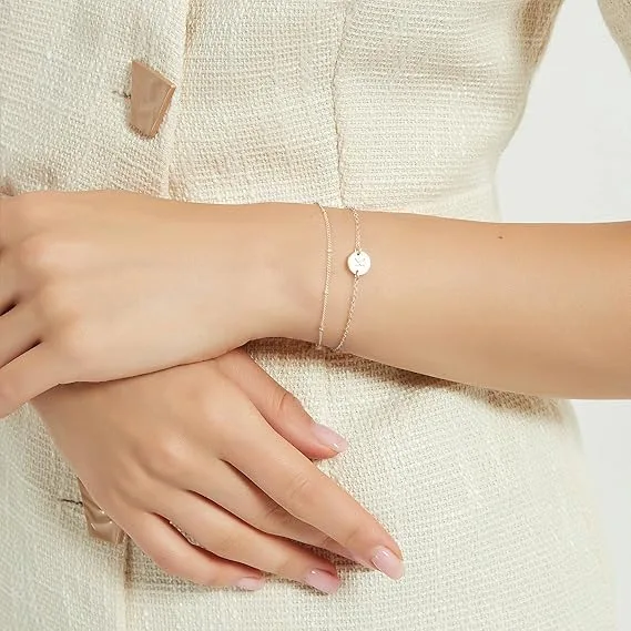 Dainty Gold Bracelets For Women, 14K Gold Filled Adjustable Layered Bracelet Cute Oval Chain  Bar Gold Bracelets For Women Jewelry view 4