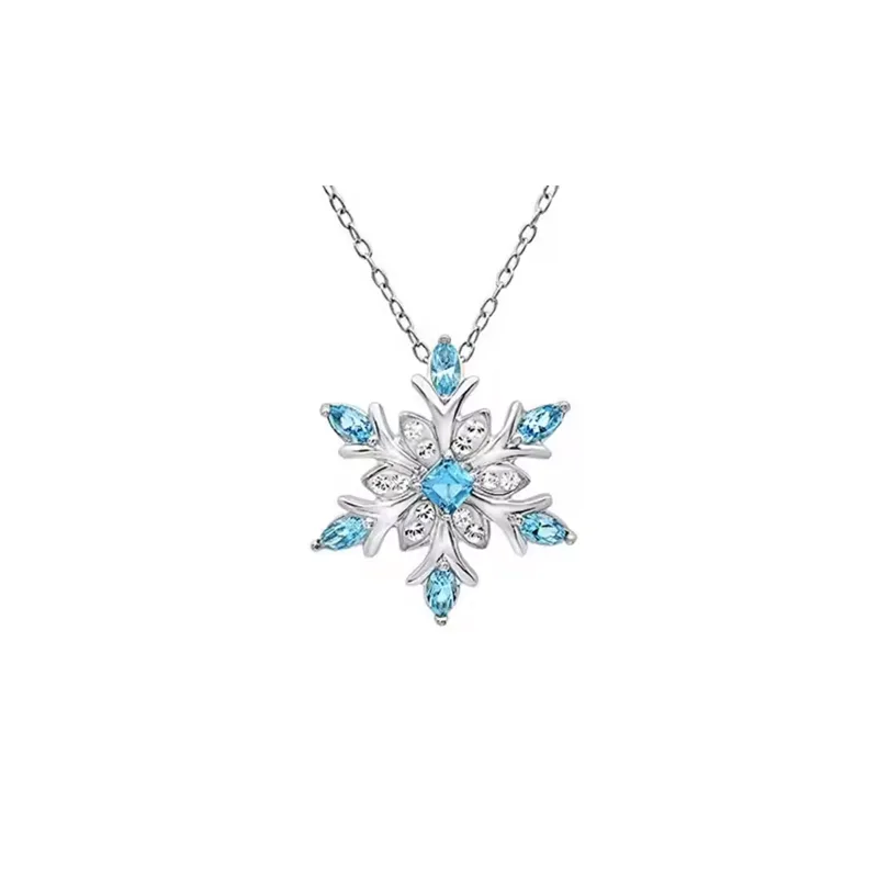 Silver Chain Snowflake Pendant Necklace Made With Austrian Crystals In Silver