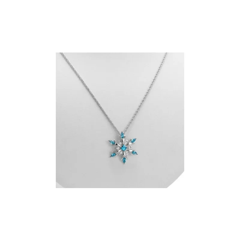 Silver Chain Snowflake Pendant Necklace Made With Austrian Crystals In Silver view 2