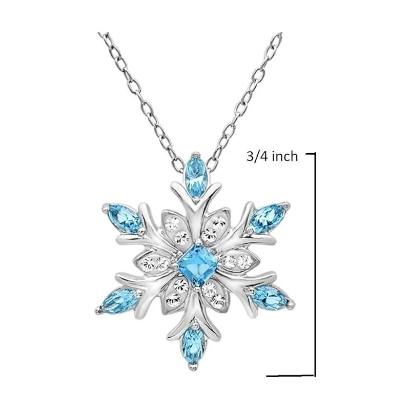 Silver Chain Snowflake Pendant Necklace Made With Austrian Crystals In Silver view 3